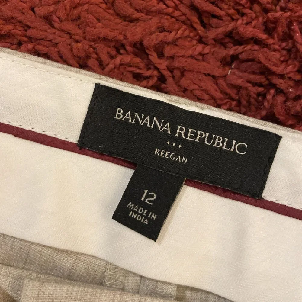 Banana Republic Reegan Womens Dress Pants Size 12 Beige Formal Office Trousers